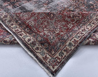 23x30 Antiker Vintage türkischer Teppich, 233x330 Orientalischer, Floraler Oversize-Teppich, 9x13 Teppich, Extragroßer Teppich, 230x300 Rot & Schwarz Einzigartiger Teppich für Geschenke