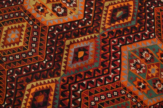 5x11 Vintage Kilim Area Rug, Orange Green Color Rug, Large Area Rug, Tribal Rug, 5x11 Moroccan Rug, Traditional Rug, Living Room Rug 5x11,