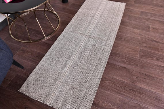2x6 Flatweave Runner Rug, 2x6 Handmade Runner, Gray Cream Color, 2x6 Elegant Runner, 2x6 Hallway Rug, 2x6 Kithcen Runner Rug