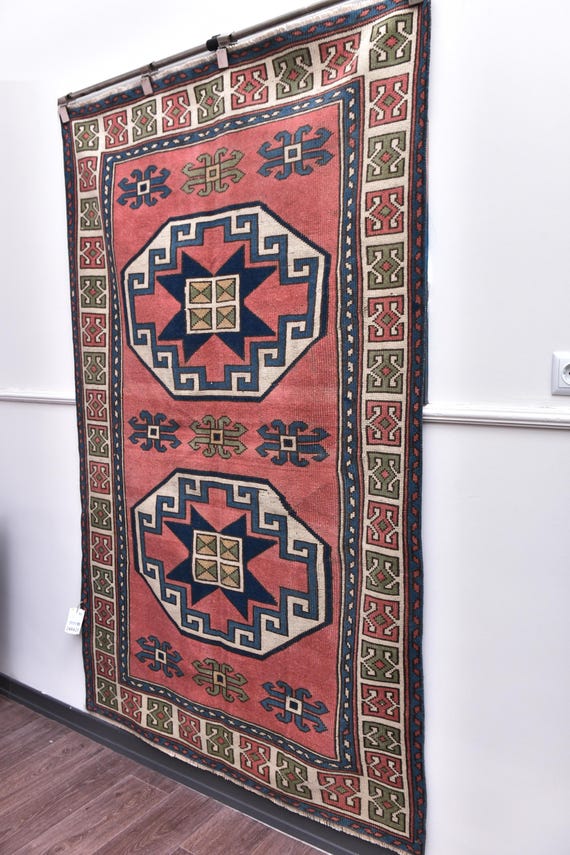 4x7 Handmade Vintage Turkish Accent Rug, Living Room Bedroom Rug