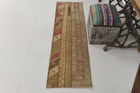 2x6 Runner Rug, 2x6 TURKISH VINTAGE RUNNER, 2x6, Turkish Runner, Handmade Oushak Rug, Neutral Color Rug, Vintage Runner, 2x6 Short Runner