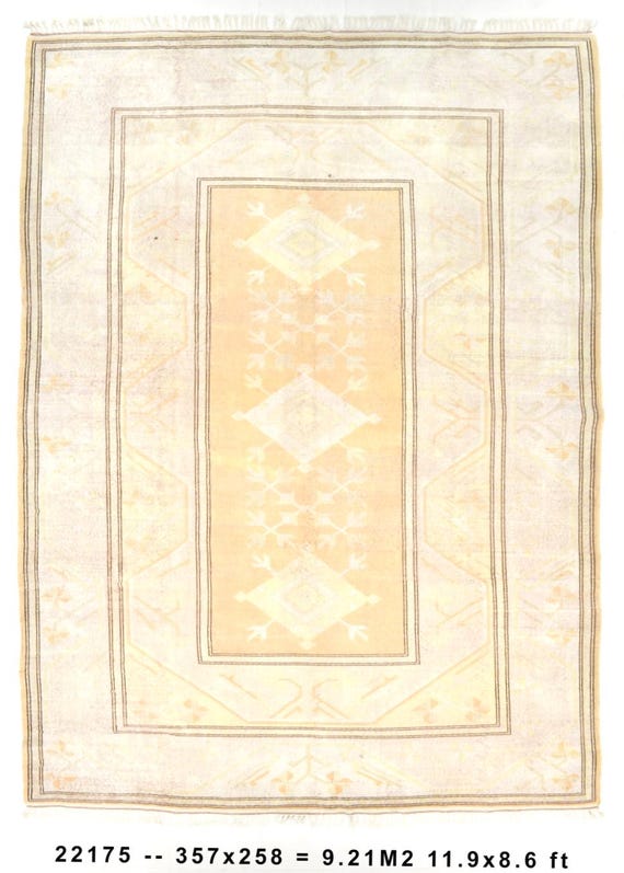 8x12 Oversize Vintage Area Rug, 8x12, Large Vintage Area Rug, 8x12 Rugs, Shades Of Beige Vintage, Antique Area Rug, Handmade Rug Light Tones