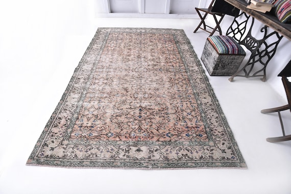 6x9 muted red vintage Area Rug for living room - 6x9 Floral area Vintage rug - 6x9 Red Turkish Vintage Rug - 6x9 Rugs Aesthetic Handmade Rug