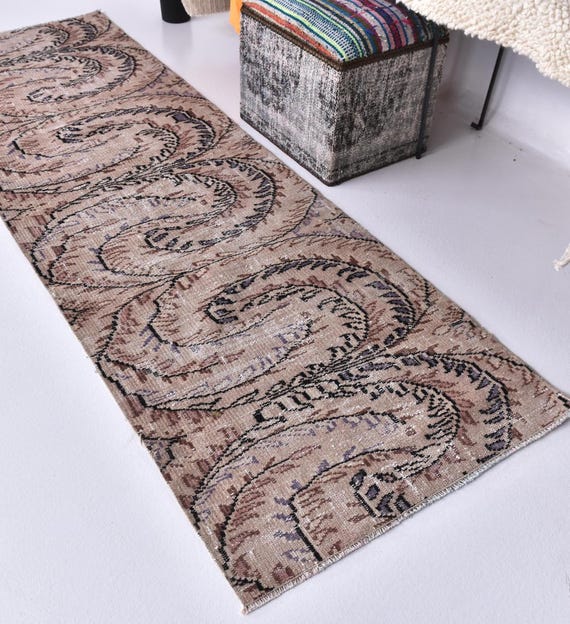 2x8 Vintage Paisley Design Runner Rug, 2x8 Handwoven Runner Rug, Beige Rose Rug, 2x8 Hallway Kitchen Traditional Home Decor 2x8 Runner Rug