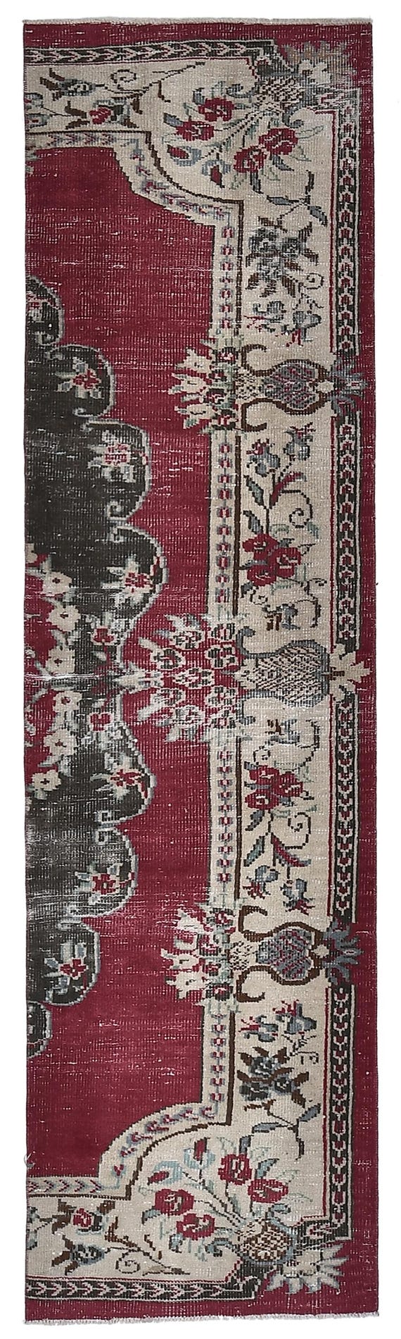 2x9 Red Burgundy Turkish Runner Rug, 2x9 Turkish Runner Rugs, Wool Hand Woven Rugs, 2x9 Runner Rugs, 2x9 Vintage Hallway Runner rugs