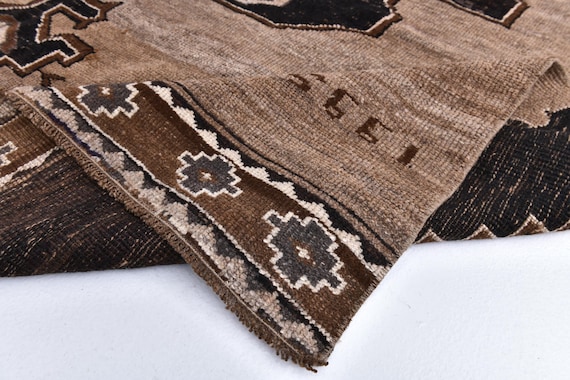Vintage Brown Rug, 7x11 Brown & Black Rug, 7x11 Soft Wool Handmade Rugs, Dark Brown Kilim Carpet, 7x11 Area Rug for Living Room,