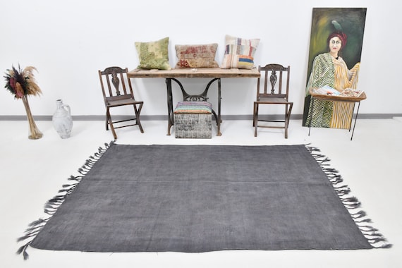 5x8 Hemp Rug, 5x8 Pure Patchy Pastel Hemp Rug, 5x8 Hemp, Natural Handmade Vintage, 5x8 Rug, Gray Hemp Rug, Bohemian Camouflage Style, Gift