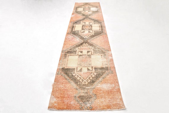 3x12 Runner Rug, 3x12 Vintage Runner, 3x12 PERSIAN VINTAGE RUNNER Rug, 3x12, Wool Handmade Turkey, 3x12 Persian Runner, Beige Brown Vintage