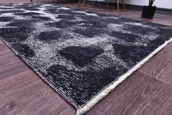 3x6 Vintage Overdyed Check Rug, 3x6 Floral Accent Rug, Handmade Area Rug, 3x6 Rug, Bedroom Rug, Turkish Accent Rug, Area Rug