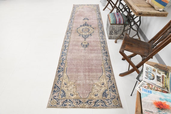 3x12 Runner Rug, 3x12 Muted Vintage, 3x12 TURKISH VINTAGE RUNNER Rug, 3x12, Wool Handmade Turkey, 3x12 Rugs, 3x12 Vintage Runner, Antique