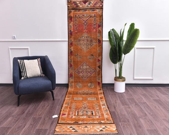 3x12 Handmade Vintage Traditional Wool Runner Rug, Rug For Hallway Kithcen