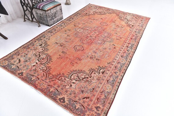 6x10 Rug,Vintage Rug,6x10 Area Rug,6x10 Vintage Rug,Distressed Rug,6x10 Turkish Rug,Handmade Oushak Rug,Wool Vintage Rug,Turkish Rug,6x10Rug
