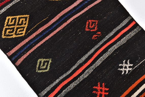 2x9 Red and Black Vintage Turkish Runner, 2x9 Vintage Kilim Runner, 2x9 Rugs Handmade Kilim Rug, 2x9 Runner Rug, Ethnic & Boho Style Kilim