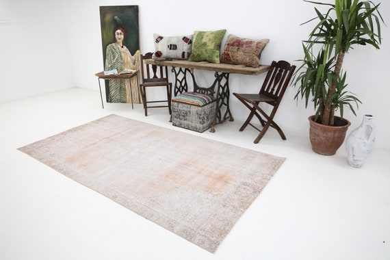 4x8 Vintage Turkish Oushak Rug, Handwoven Wool Turkish Rug, 4x8 Area Rug, Turkey Rug, 4x8 Rug, Turkish Rug, Distressed Farmhouse Rug ,2881