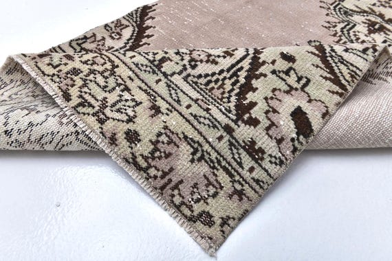 3x9 Light Green Beige Turkish Runner Rug, 3x9 Turkish Runner, 3x9 Rug, Wool Hand Woven Rug, 3x9 Runner Rug, 3x9 Vintage Runner, Bohemian