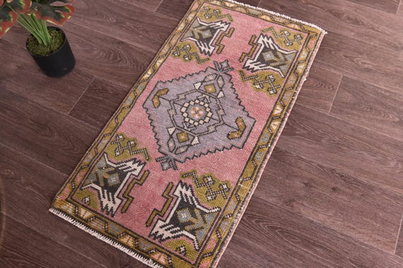 1x3 Colorful Geometric Doormat, Handwoven Decorative Entrance Rug, 1x3 Doormat Rug, Vintage Bath Mat, 1x3 Accent Rug, Traditional Rug 1x3