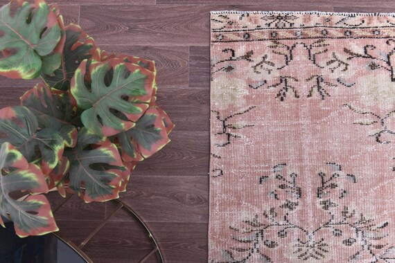 3x8 Vintage Runner Rug, Salmon Brown Rug, Handmade Home Decor, 3x8 Turkish Runner, 3x8 Area Rug, Hallway Rug, 3x8 Persian Style Runner Rug