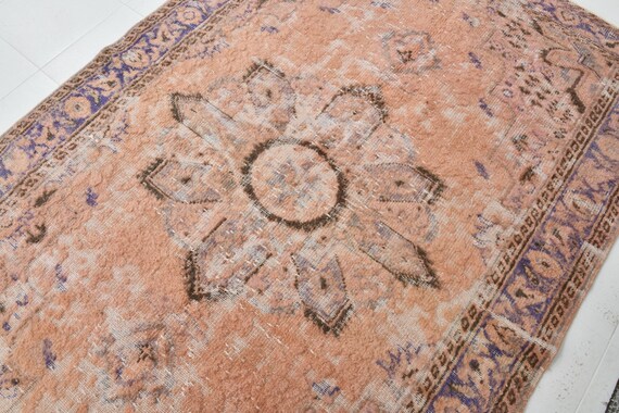 6x9 Vintage Medallion Area Rug 6x9 Oriental Vintage Area Rug, 6x9, Wool Handmade Oushak, 6x9 Rugs, Tan Beige Tones Rug, Rug For Bedroom