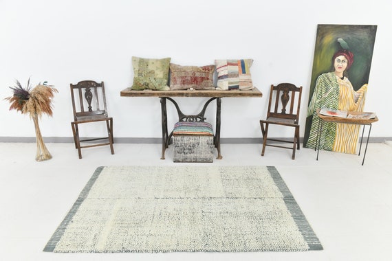 4x6 Turkish Vintage Faded Rug,4x6 Area Rug,4x6 Rug,4x6,Vintage Rug,Oushak Rug,Wool Area Rug,4x6 Turkish Rug,Bohemian Rug, 4'6x6'7 Ft