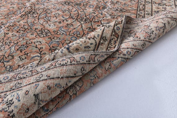 7x10 Brown Bronze Vintage Rug, 7x10 Oversize Vintage Rug, Large Area Rug, 7x10 Rug Handmade Wool Rug Floral, 7x10 Area Rug, 7x10 Vintage Rug