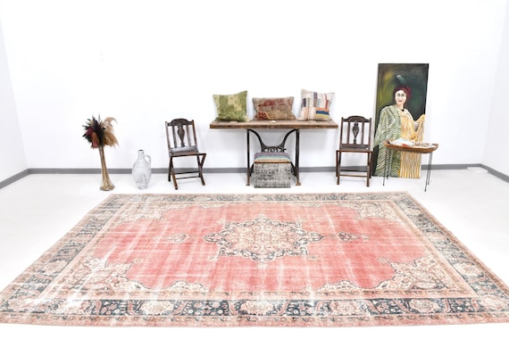 8x12 Area Rug, 8x12 Persian Rug, 8x12 Red Blue Persian Rug, Oversize Persian Rug, Large Handmade Area Rug, Persian Rug 8x12, Antique 60s