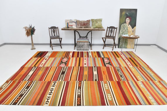 8x12 Rugs, 8x10 Oversize Vintage Kilim Patchwork Rug, 8x12, Oversize Kilim Patchwork 8x12, Large Area Rug, Bold Colorful Kilim, Anatolian