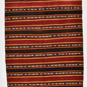 6x9 TURKEY VINTAGE KILIM Rug, 6x9, Turkish Kilim Rug, Wool Handwoven Kilim, Red & Brown Kilim, Bold Colorful Kilim, Rugs 6x9, Vintage Kilim