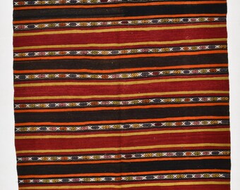 6x9 TURKEY VINTAGE KILIM Rug, 6x9, Turkish Kilim Rug, Wool Handwoven Kilim, Red & Brown Kilim, Bold Colorful Kilim, Rugs 6x9, Vintage Kilim