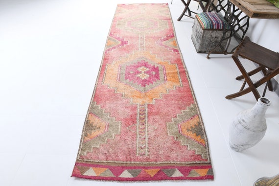 3x12 Turkish Vintage Runner rug, 3x12 Runner Rug, Rug 3x12, 3x12, Turkish Runner Rug, Hallway runner,Faemhouse rug,Vintage runner Rug,