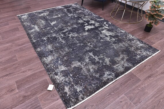 5x8 Vintage Overdyed Gray Rug, Modern Home Decor, 5x8 Handmade Wool Rug, Living Room Bedroom Rug, 5x8 Vintage Rug, 5x8 Area Rug