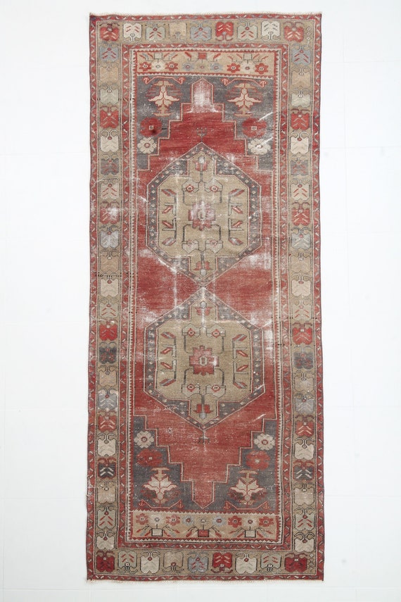 4x9 Area Rug, 4x9 Faded Vintage Rug, 4x9 TURKİSH VİNTAGE OUSHAK Rug, 4x9, Handmade Turkey Rug, 4x9 Turkish Rug, Turkey Rug, Office Rug, 4x9