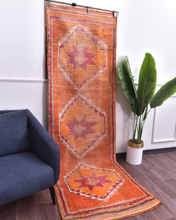 3x10 Vintage Traditional Hallway Kitchen Runner Rug, Soft Wool Orange Red Color