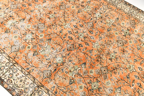 6x9 Vintage  Area Rug, 6x9  Rug, 6x9, Turkish Vintage Rug, Handmade Oushak Rug, Overdye Vintage Rug, Living Room Area Carpet