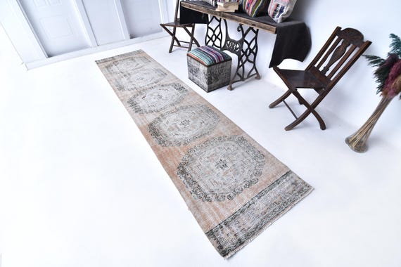 3x11 Vintage Faded Turkish Oushak Hallway Kitchen Runner Rug