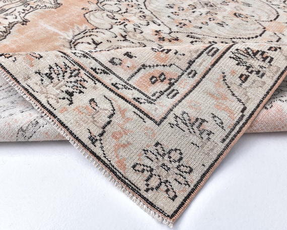 6x8 Rug, 6x8 Vintage Rug, 6x8 PALE TURKISH VINTAGE Rug, 6x8 Area Rug, Orange & Beige Vinatge Rug, 6x8 Turkish Rug, One Of A Kind,Bedroom Rug