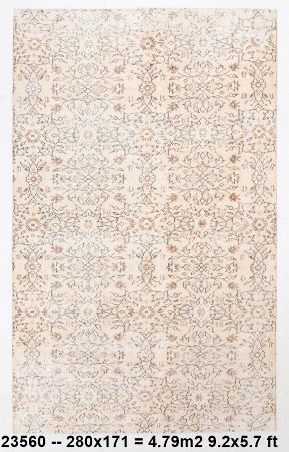5x9 Area Rug, 5x9 OUSHAK VINTAGE TURKISH Rug, 5x9, Turkish Rug, Wool Handmade Turkey, Salmon & Brown Rug, Vintage Rug 5x9, Rug For Kids Room