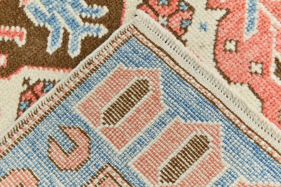 3x10 Soft Red Beige Vintage Runner Rug, 3x10 Vintage Runner, Oushak Handmade Wool Rug, 3x10 Rugs, 3x10 Oushak Runner, 3x10 Runner Rug, 58s