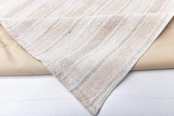 4x5 Hemp Area Rug, 4x5 Oversize Hemp, 4x5, Neutral Handmade Hemp, 4x5 Rugs, White & Beige Hemp Rug, 4'3'''3''x5'2'''3'' Ft. Turkish Hemp Rug