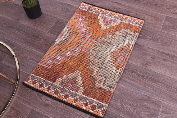 2x2 Vintage Square Doormat Rug, 2x2 Doormat Rug, 2x2 Rug, Turkish Brown Rug, 2x2 Vintage Rug, Bedroom Rug, Accent Rug, Antique