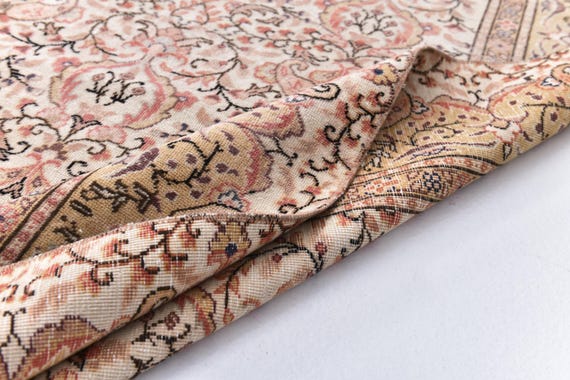 6x9 Antique Tehran Rug, Hand-Knotted Fine weave Rug, 6x9 Perfect For Living Room Bedroom, Pink Cream Color, 6x9 Persian Floral Rug, 6x9 Rug