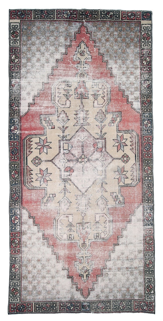 4x8 Muted Turkish Vintage Oushak Rug, Handmade Wool Yellow Rug, Faded Vintage Rug, Oriental Antique Rug, 4x8 Rug, Made in Turkey, Carpet 4x8