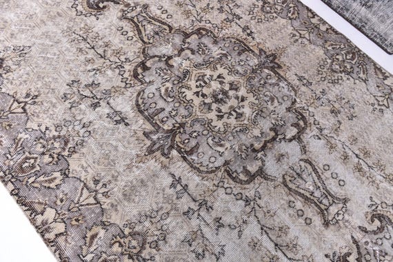 5x8 Vintage Turkish Rug, Gray Beige Color Color, 5x8 Handmade Wool Rug, 5x8 Living Room Bedroom Rug, 5x8 Vintage Rug, 5x8 Rugs