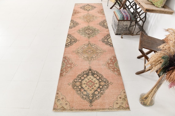 3x12 Runner Rug, 3x12 Vintage Runner, 3x12 TURKISH VINTAGE RUNNER Rug, 3x12, Vintage Runners, Oushak Handmade Rug, 3x12 Rugs, Turkish Runner