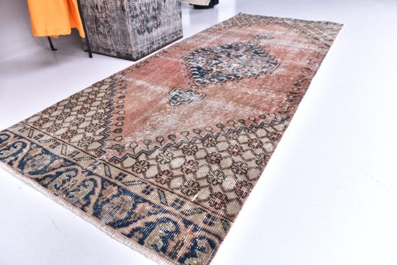 2x6 Vintage Turkish Runner Rug, 2x6 Pink Blue Medallion Hallway Rug, 2x6 Distressed Oriental Runner, 2x6 Hallway Runner Rug, 2x6 Doorway Rug