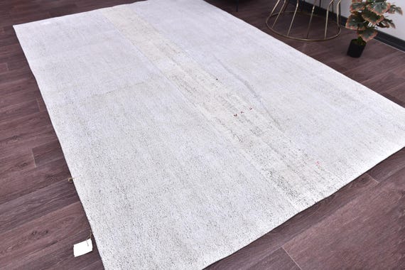 7x10 Handmade Patchwork Kilim Rug, Vintage Area Rug, Ivory Black Color,