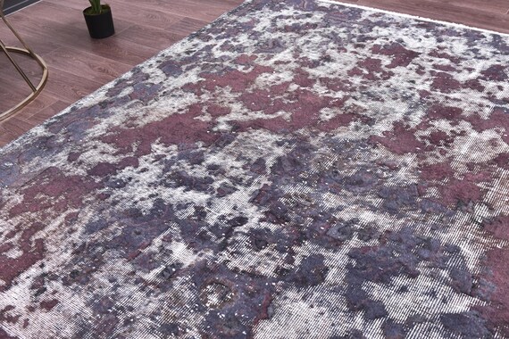6x10 Vintage Purple Tones Rug, 6x10 Vintage Handmade Wool Rug, Living Room Rug, 6x10 Distressed Rug Farmhouse Decor 6x10 Areas Rug