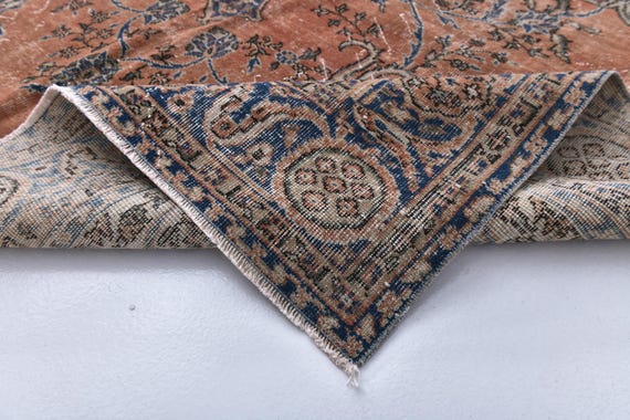 Antique Vintage Turkish Rug, 7x10 Red and Brown Rug, 7x10 Rug Hand-knotted Wool Rug 7x10 Area Rug, 7x10 Turkish Rug For Living Room Bedroom,