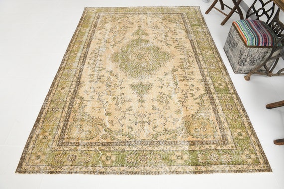 6x9 Turkish Vintage Persian Rug, Madallion Persian Rug, Handmade Vintage Rug, 6x9 Area Rug, Vintage Persian Rug, 6x9 Persian Rug, Antique