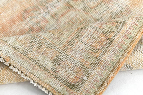 3x10 TURKISH VINTAGE PERSIAN Rug, Handmade Old Rug, 3x10, Beige & Peach, Persian Runner, Turkey Farmhouse Rug, Vintage Runner 3x10,
