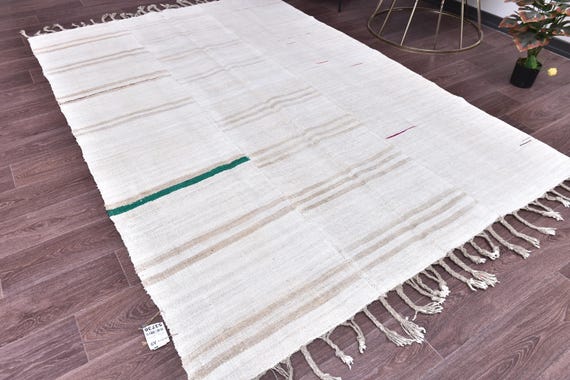 6x8 Vintage Kilim Patchwork Rug, Ivory Beige Color, 6x8 Handmade Wool Jute Rug, 6x8 Living Room Bedroom Rug, Tribal Kilim Rug, Farmhouse Rug